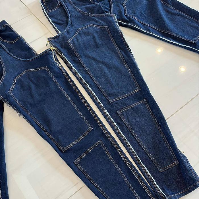 SUPER WHOLESALE |  Patchwork Cut-out Jeans
