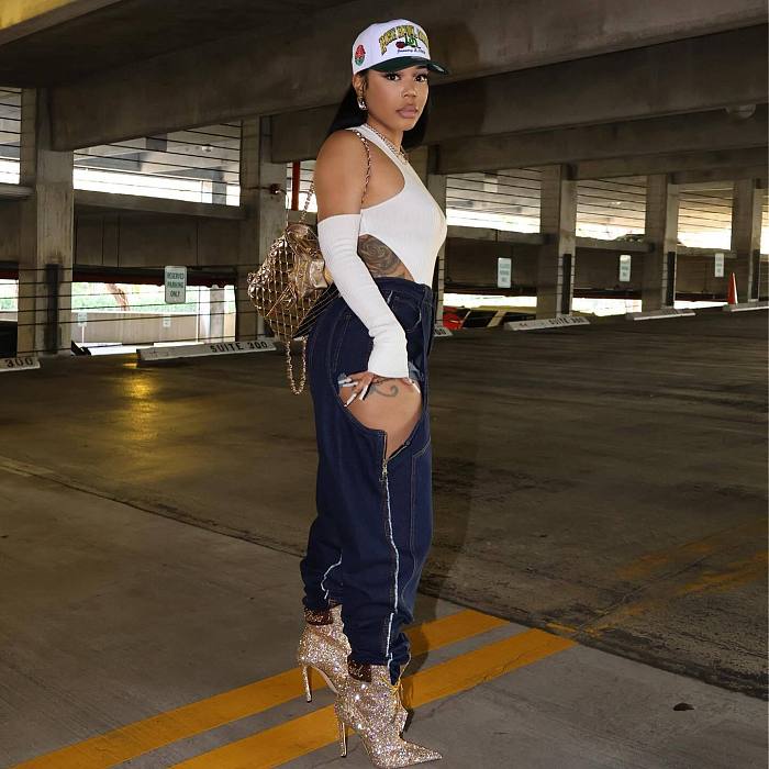 SUPER WHOLESALE |  Patchwork Cut-out Jeans