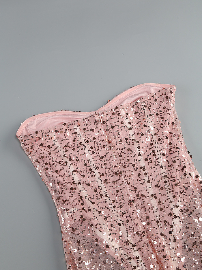 SUPER WHOLESALE | Strapless Sequins Dress