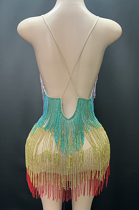 SUPER WHOLESALE |Rainbow Fringe Dress
