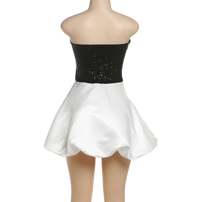 SUPER WHOLESALE | Sequins Patchwork Strapless Dress(Pre order)