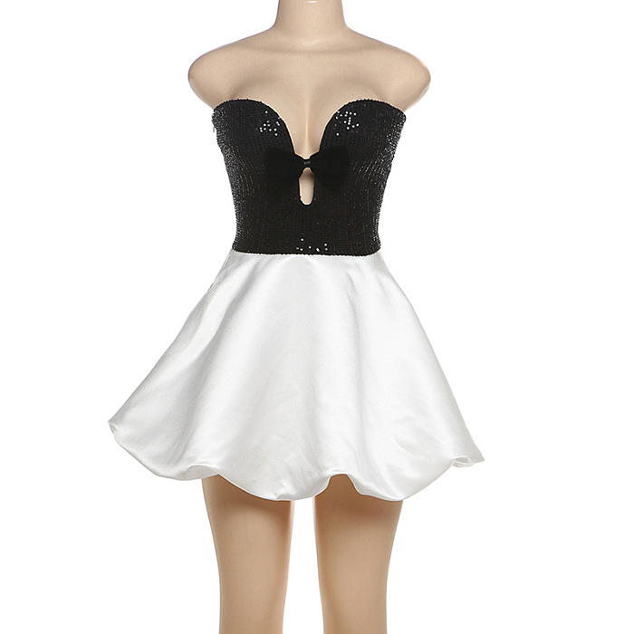 SUPER WHOLESALE | Sequins Patchwork Strapless Dress(Pre order)