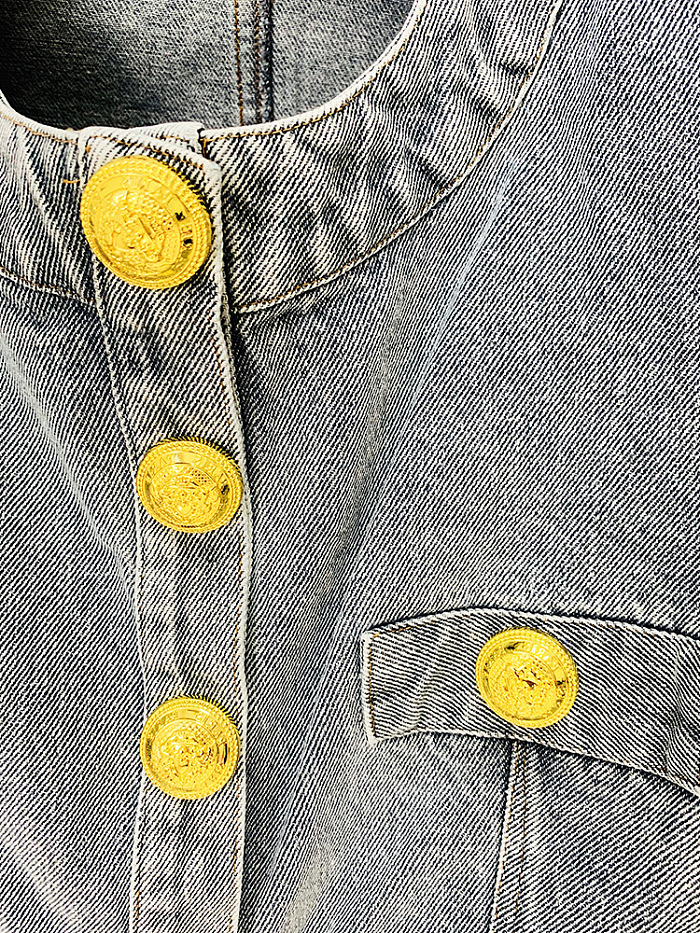 SUPER WHOLESALE | Roun Neck Denim Jacket Top