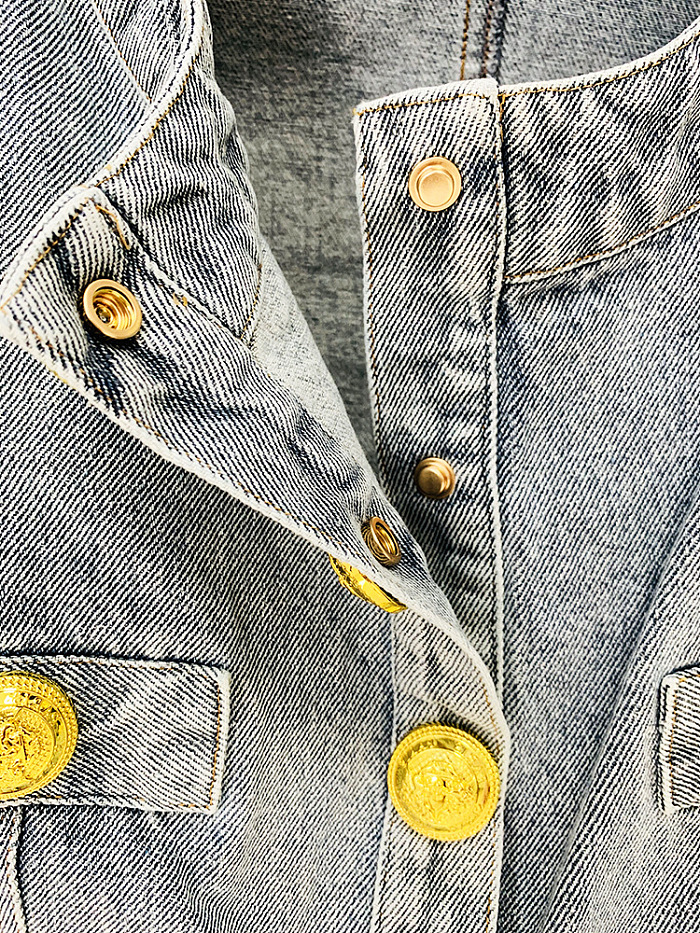 SUPER WHOLESALE | Roun Neck Denim Jacket Top