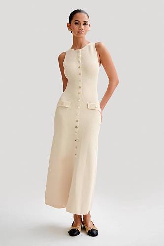 SUPER WHOLESALE | Round Neck Knitted long Dress