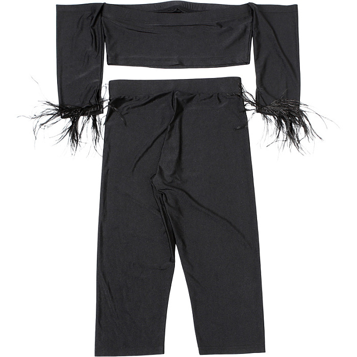 SUPER WHOLESALE | Off-Shoulder Wrap Top, Fitted Bodycon Skirt, and Five-Point Shorts Set