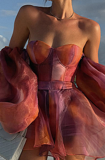 SUPER WHOLESALE | Puff Strapless Dress