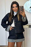 SUPER WHOLESALE | Folded Denim Jacket and Skirt Set