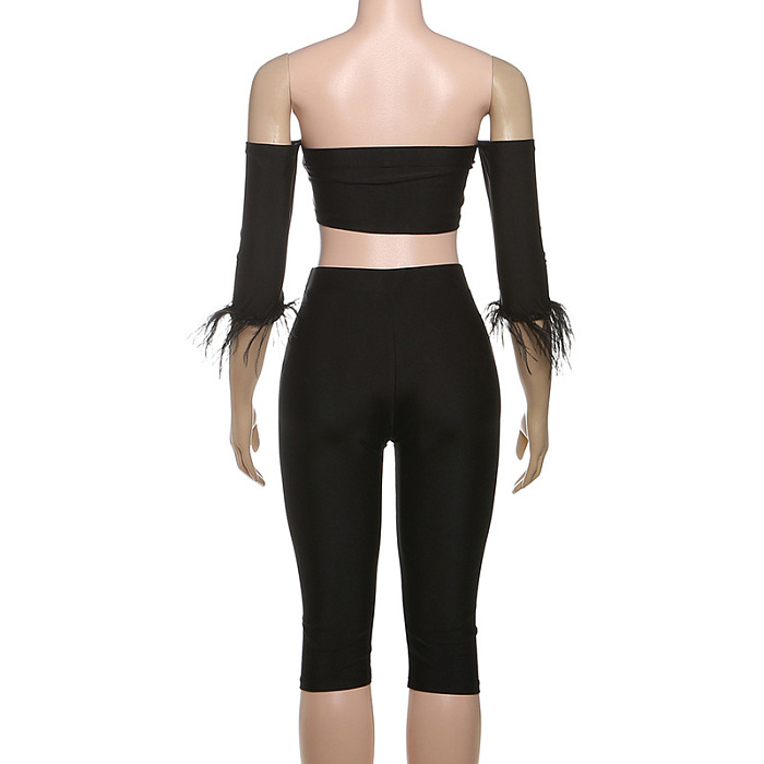 SUPER WHOLESALE | Off-Shoulder Wrap Top, Fitted Bodycon Skirt, and Five-Point Shorts Set