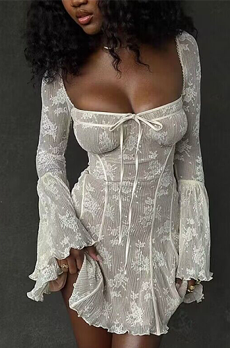 SUPER WHOLESALE | Lace Patchwork Square Neck Dress