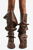 SUPER WHOLESALE | Platform Boots in Brown