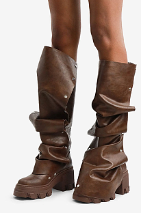 SUPER WHOLESALE | Platform Boots in Brown