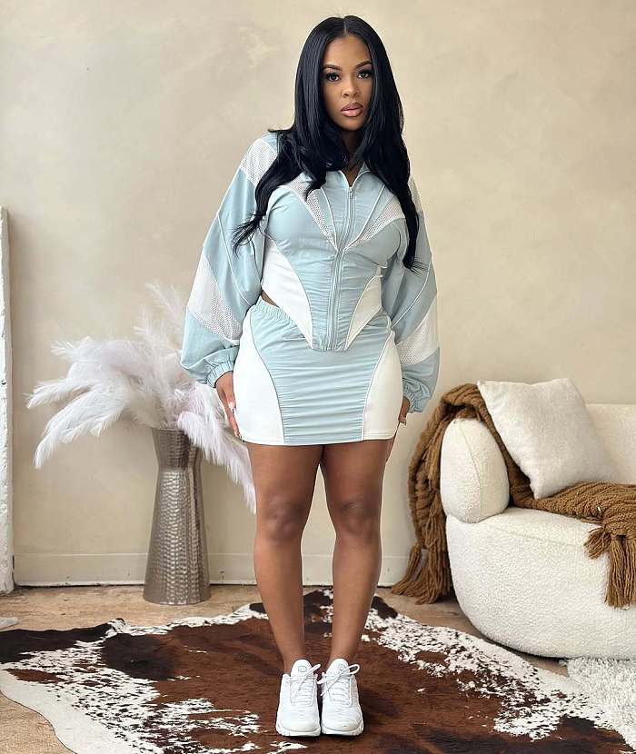 SUPER WHOLESALE | Skirt Set with Zipper Tracking Top