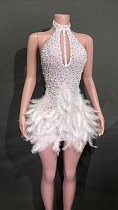 SUPER WHOLESALE | Halter Feather Dress