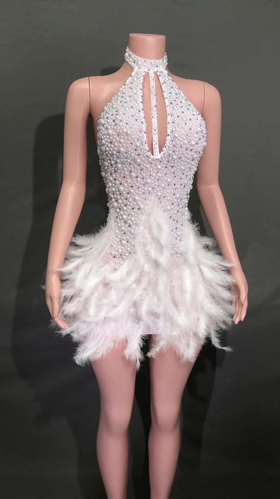 SUPER WHOLESALE | Halter Feather Dress