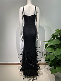 SUPER WHOLESALE | Rhinestone Feather Gown