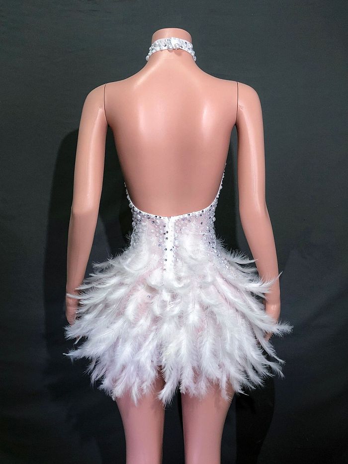 SUPER WHOLESALE | Halter Feather Dress