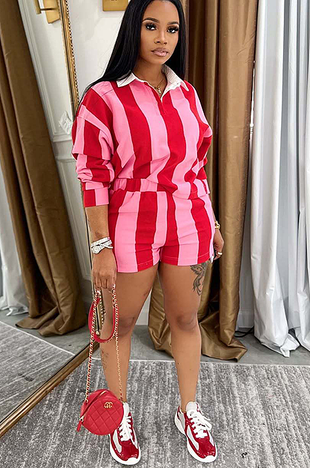 SUPER WHOLESALE | Striped SHirt Set