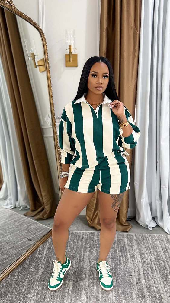 SUPER WHOLESALE | Striped SHirt Set