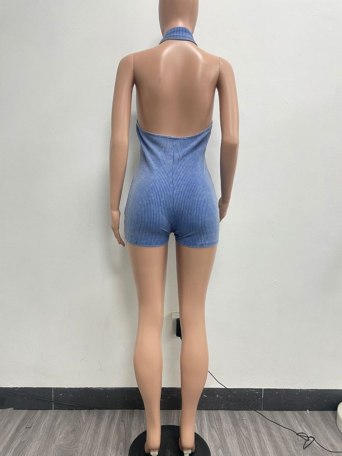 SUPER WHOLESALE | Halter Washed Romper