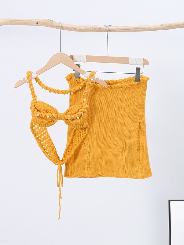 SUPER WHOLESALE | Pearl Halter Skirt Set