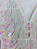 SUPER WHOLESALE | Beaded Bodysuit & Choker - Silver