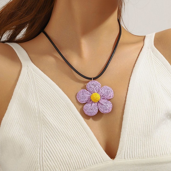 SUPER WHOLESALE | Diasy Flower Knitted  Necklace