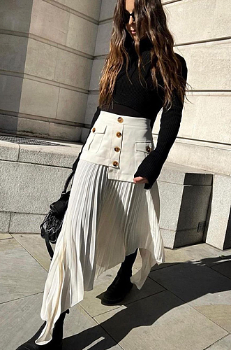 SUPER WHOLESALE | Patchwork Pleated Skirt