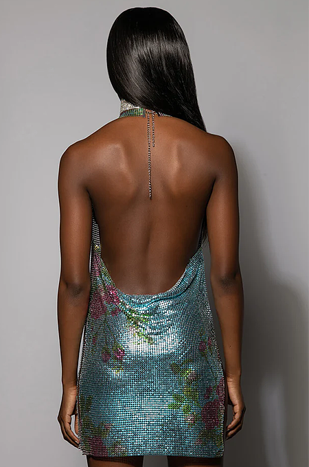 SUPER WHOLESALE | FLORAL CHAINMAIL MINI DRESS