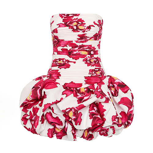 SUPER WHOLESALE | Printed Strapless Puffy Dress