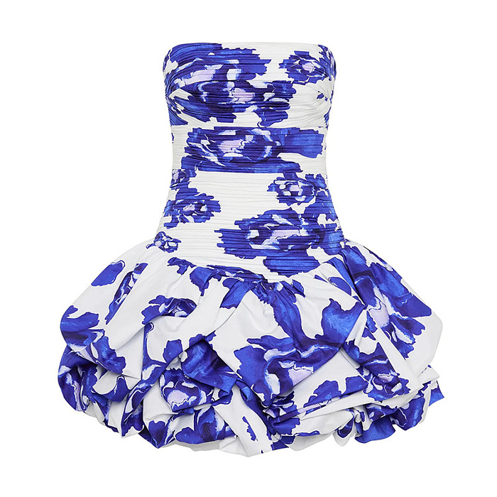 SUPER WHOLESALE | Printed Strapless Puffy Dress