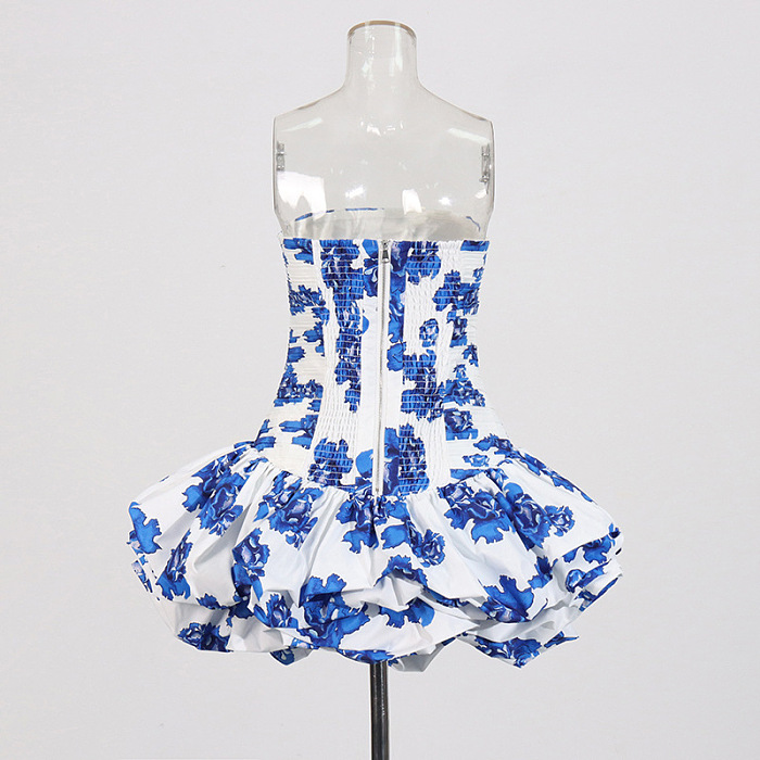 SUPER WHOLESALE | Printed Strapless Puffy Dress