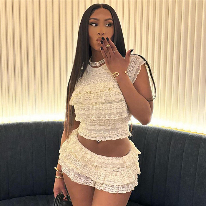 SUPER WHOLESALE | Mesh Chiffon Shorts Set