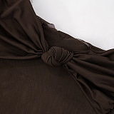 SUPER WHOLESALE | Twist Spaghetti Dress in Brown