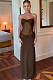SUPER WHOLESALE | Twist Spaghetti Dress in Brown