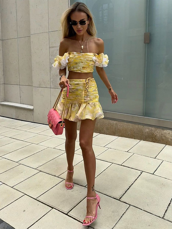 SUPER WHOLESALE | Wave Hem Tie-back Skirt Set(PRE ORDER)