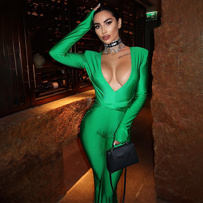 SUPER WHOLESALE | Plunging Neck Jumpsuit