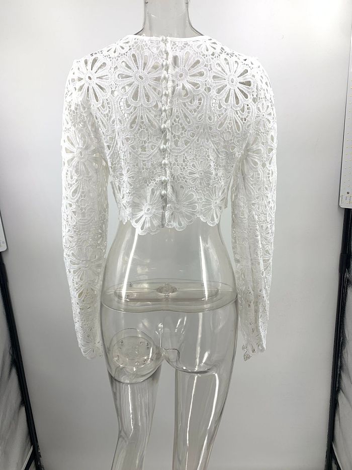 SUPER WHOLESALE |  Hollow-out Skirt Dress in White