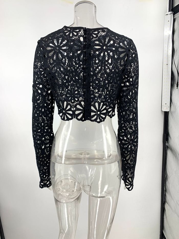 SUPER WHOLESALE |  Hollow-out Skirt Dress in Black