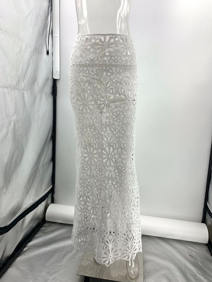 SUPER WHOLESALE |  Hollow-out Skirt Dress in White