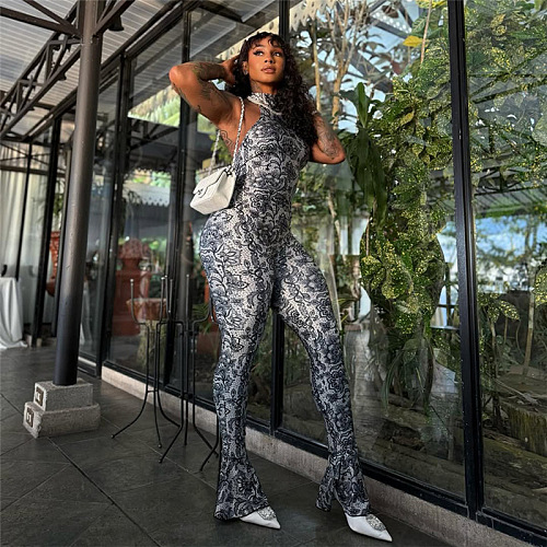 SUPER WHOLESALE |  Printed Open-back Jumpsuit
