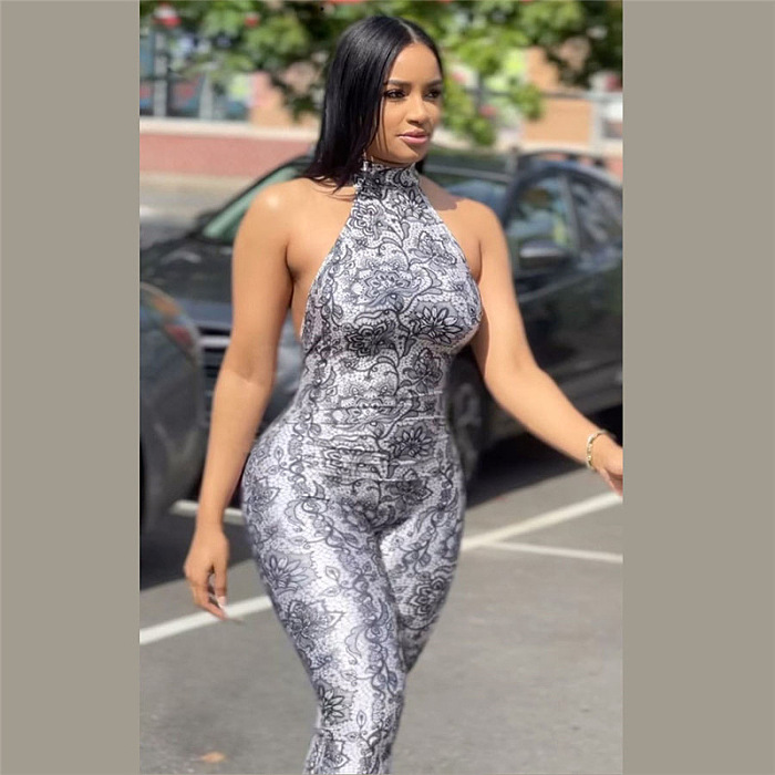 SUPER WHOLESALE |  Printed Open-back Jumpsuit