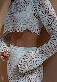 SUPER WHOLESALE |  Hollow-out Skirt Dress in White