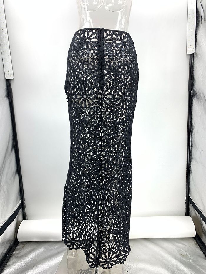 SUPER WHOLESALE |  Hollow-out Skirt Dress in Black
