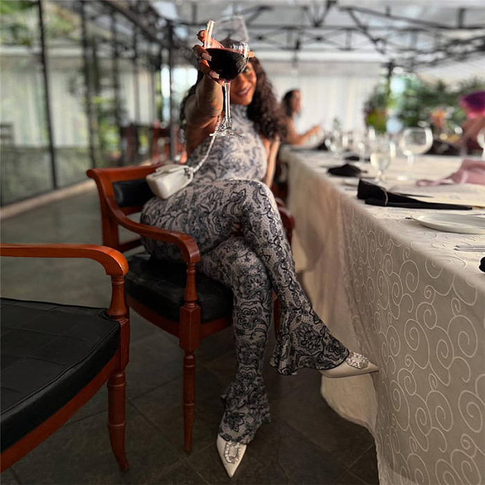 SUPER WHOLESALE |  Printed Open-back Jumpsuit
