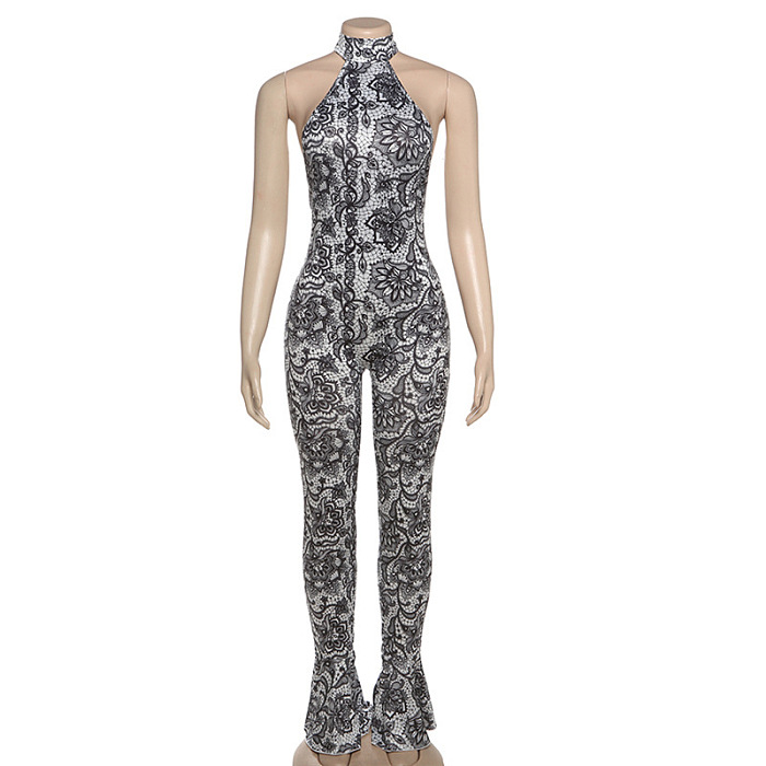 SUPER WHOLESALE |  Printed Open-back Jumpsuit
