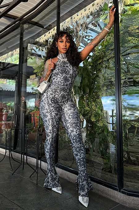 SUPER WHOLESALE |  Printed Open-back Jumpsuit