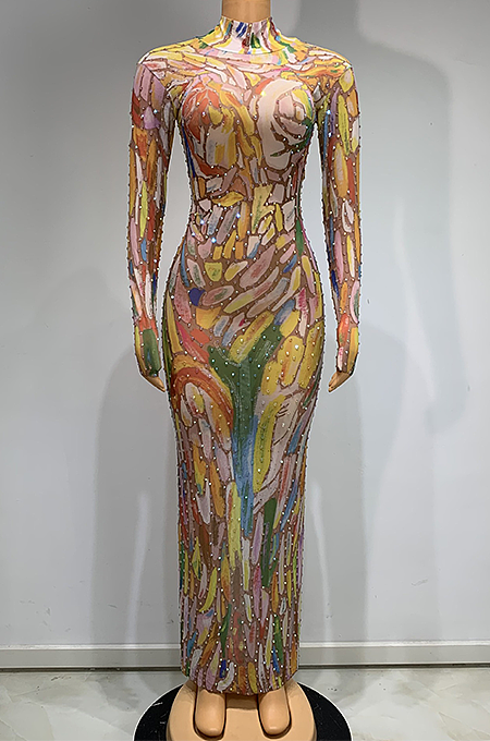 SUPER WHOLESALE |  Color-Blocked Slim-fit Dress