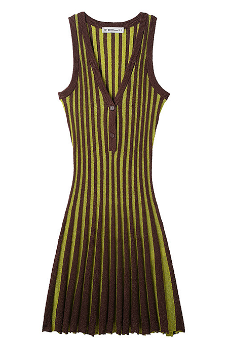 SUPER WHOLESALE | Striped Off-shoulder Knitted Dress