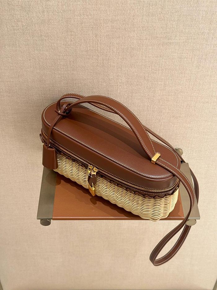 SUPER WHOLESALE | Woven Bamboo and Leather Handbag